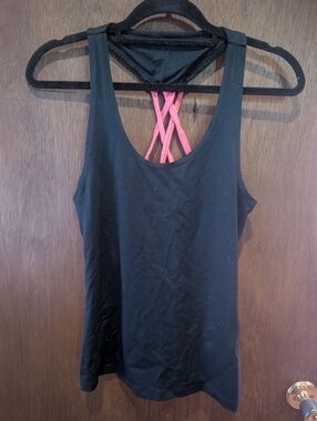 Women's Black Tank Top with Pink Strap Accents *Free with purchase